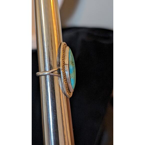 Vintage Navajo Elongated Turquoise Ring Size 6.5 Native American - Picture 8 of 10